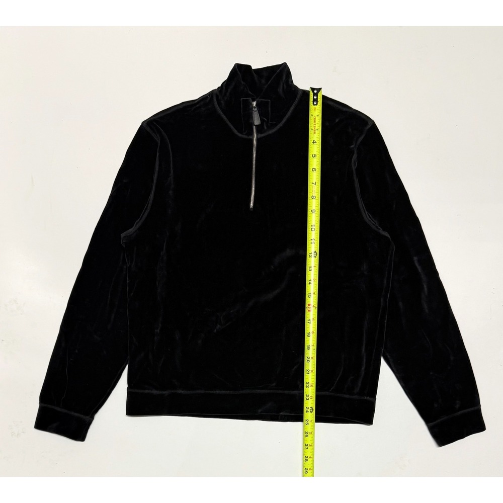 Ralph Lauren Purple Label Mens Black Velour Quarter Zip Pullover Made in Italy M